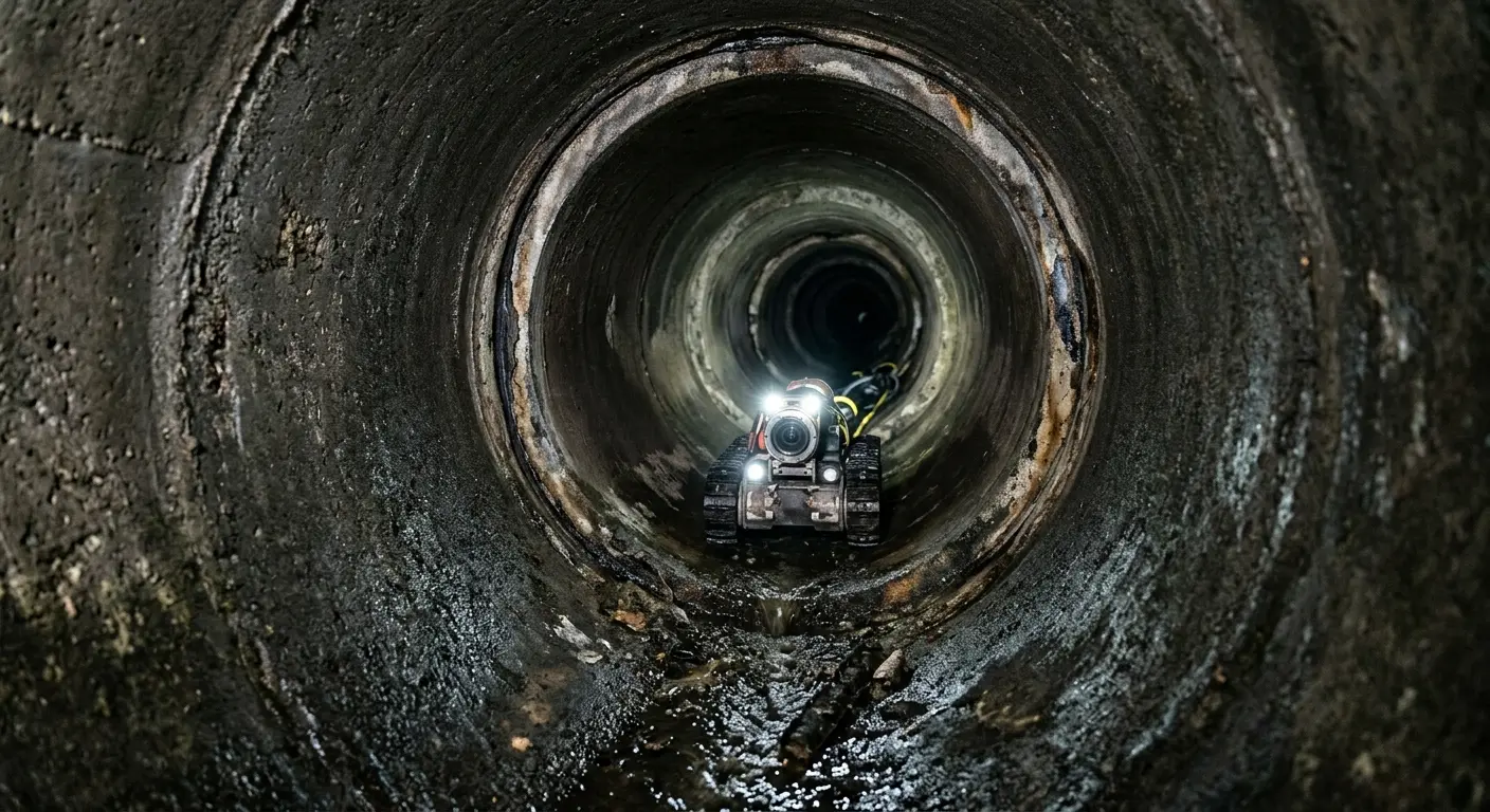 Robotic sewer camera inspecting pipe interior for Sewer Line Repair in Stuart